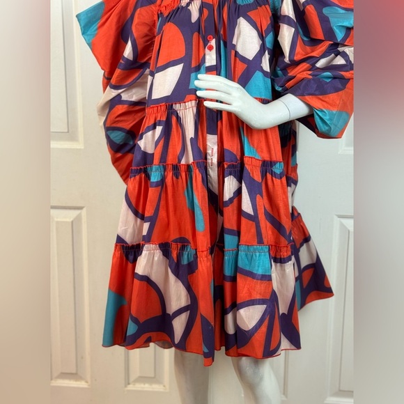 LOVE HICHLICHT Vibrant Multicolor Puff Sleeve Dress Size 3XL. C22 - Picture 11 of 13